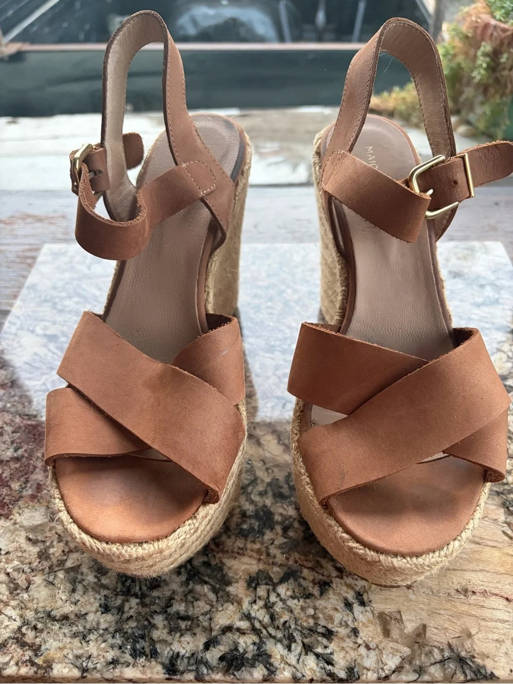 Maiden Lane Leather Espadrille Sandals in Cognac